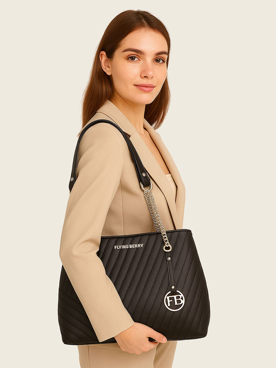 FLYING BERRY Self Design Structured Satchel With Quilted