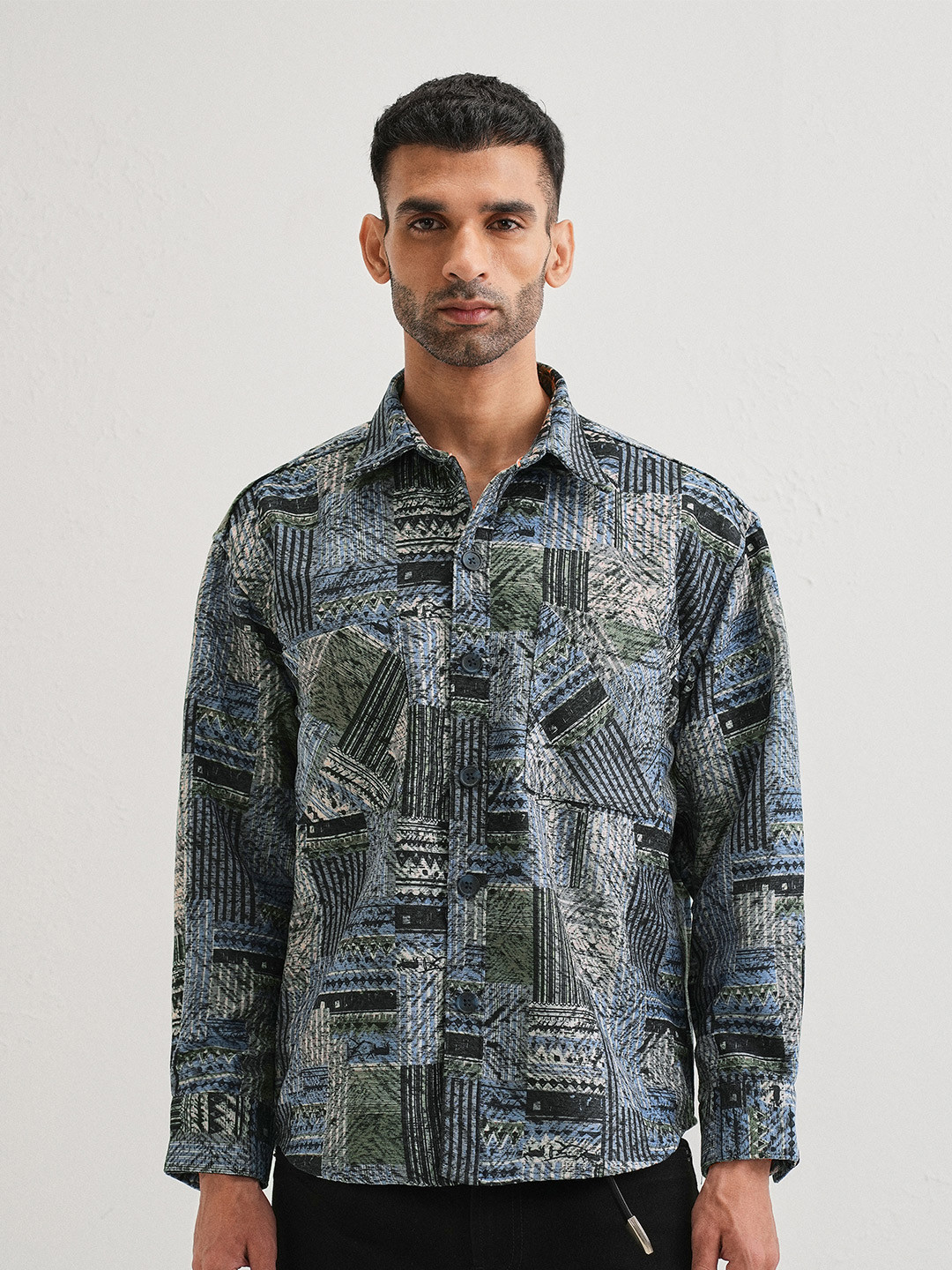 Banana Club Men Corduroy Open Front Shacket