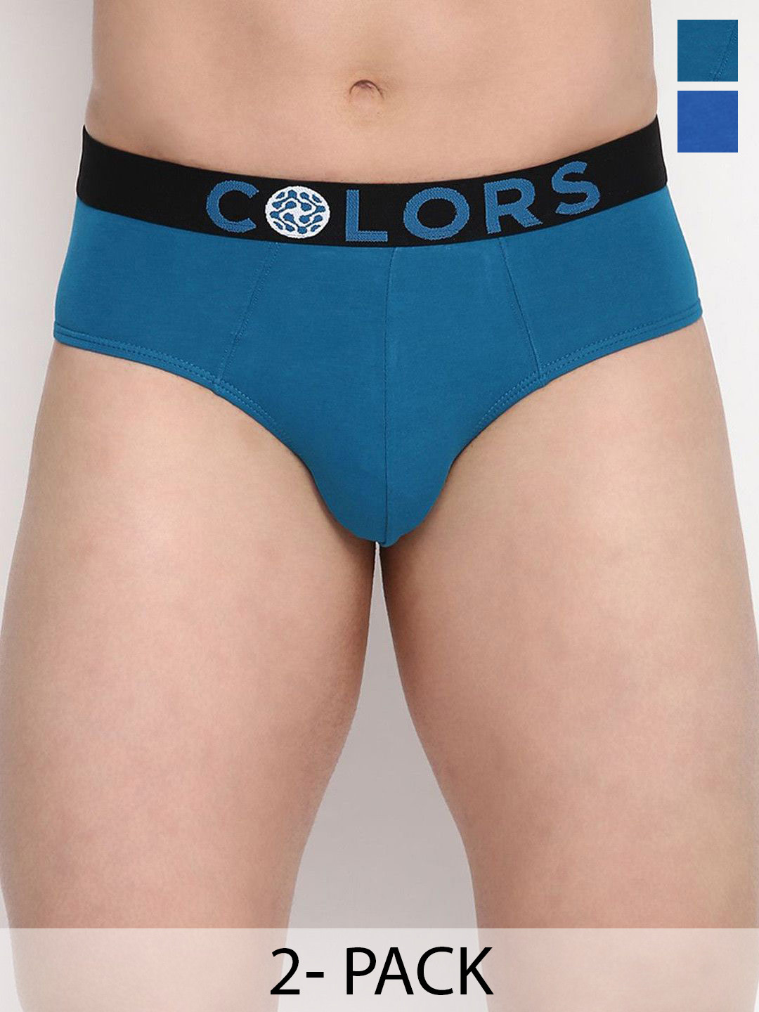 COLORS by Rupa Frontline Pack of 2 Men Colourblocked Mid-Rise Basic Briefs