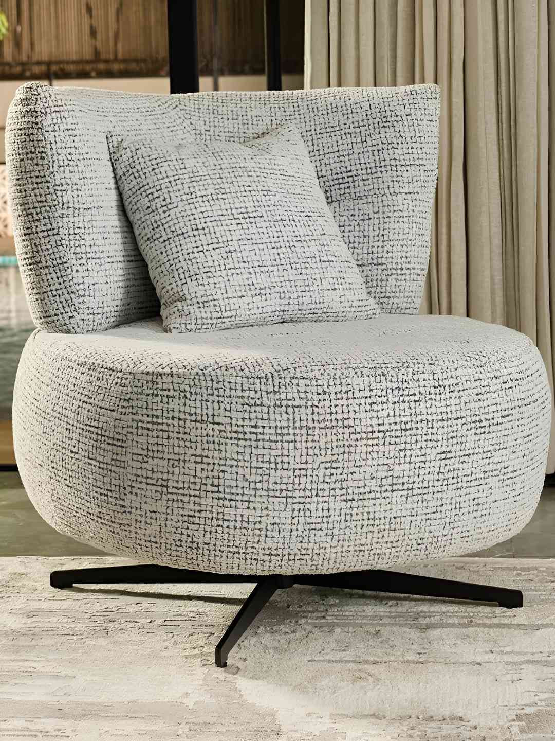 FRIENDS LIFE Glacier Grey Wooden High Resilience Foam Lounge Chair