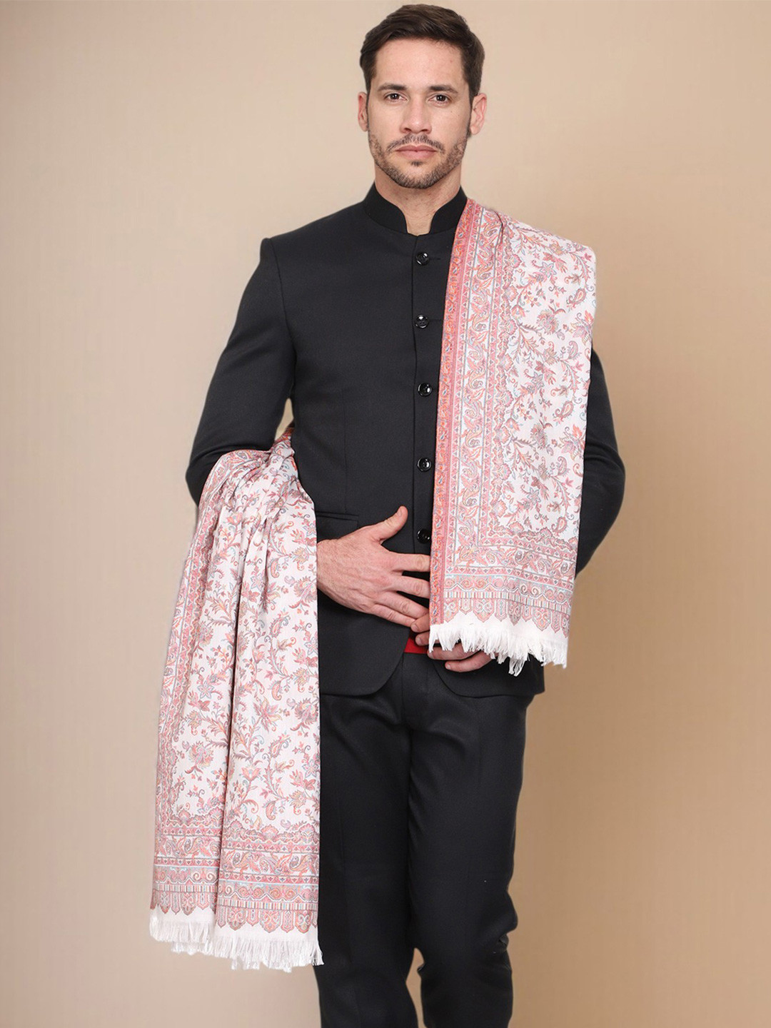 WEAVERS VILLA Men Woven Kalamkari Design Winter Shawl