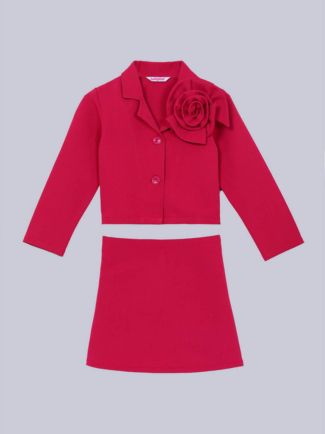 taffykids Girls Shirt Collar Crop Shirt With Skirt