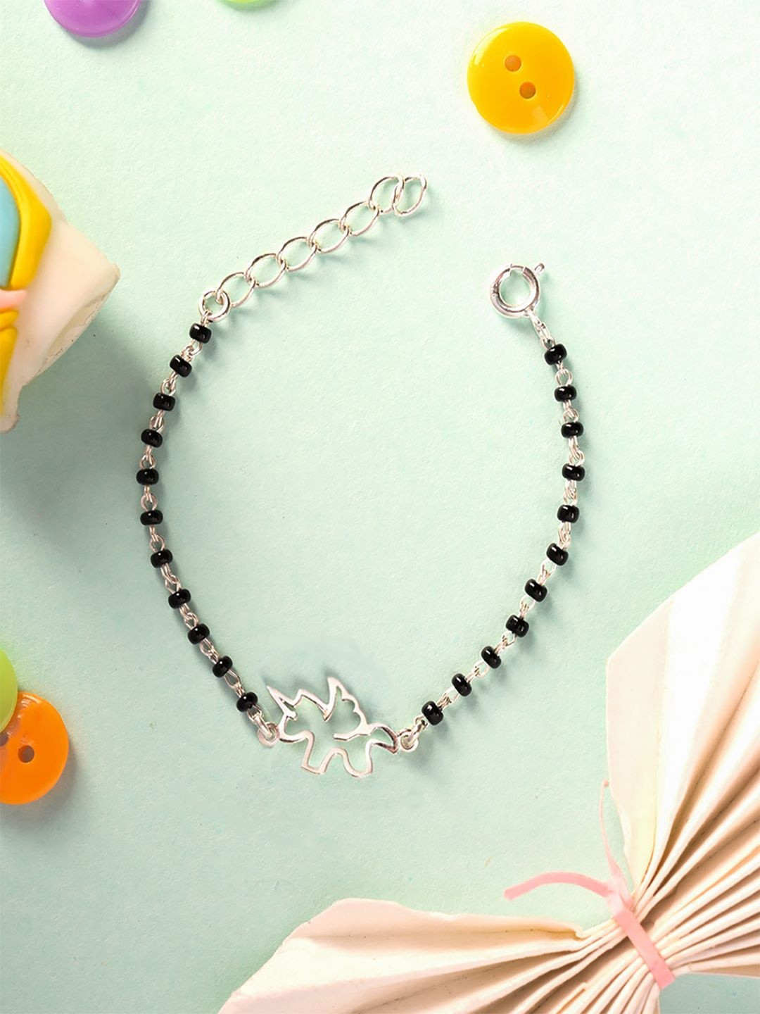 Clara Kids 925 Sterling Silver Rhodium-Plated Nazariya Unicorn Bracelet