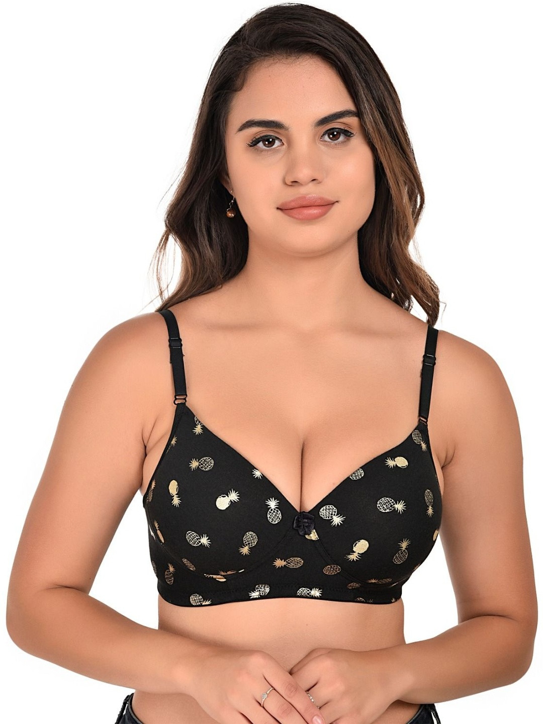 LADYLAND Women Pack Of 2 Abstract Printed Full Coverage Lightly Padded Push Up Lycra Bra