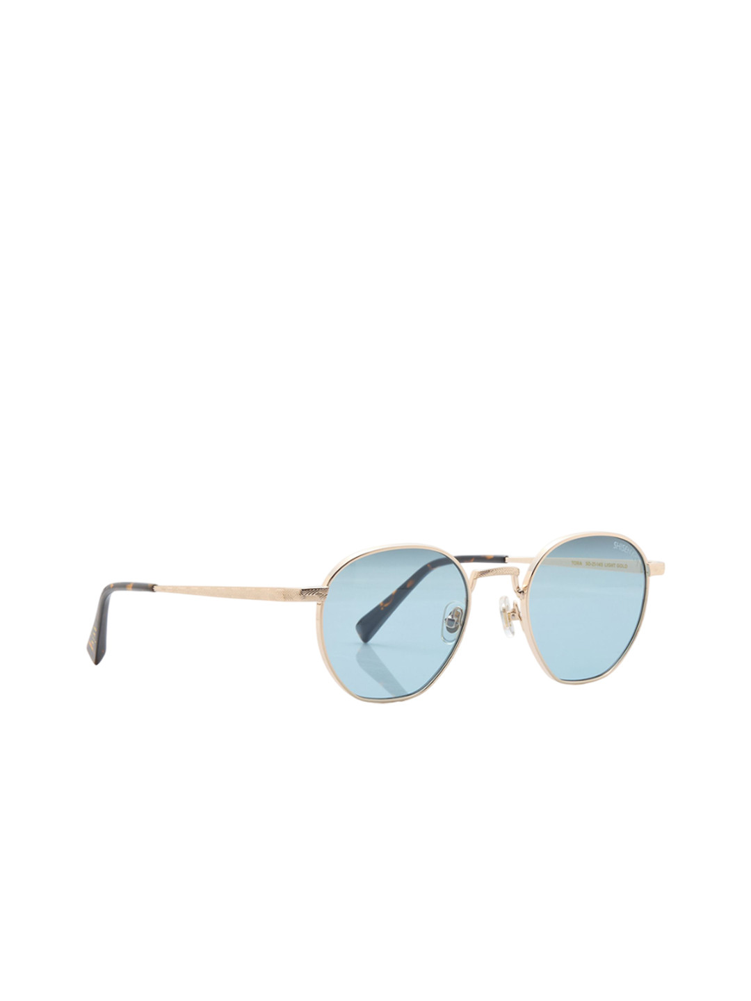 Shisen Fox Unisex Round Polarised and UV Protected Lens Sunglasses ASG42-LIGHT GOLD/LIGHT