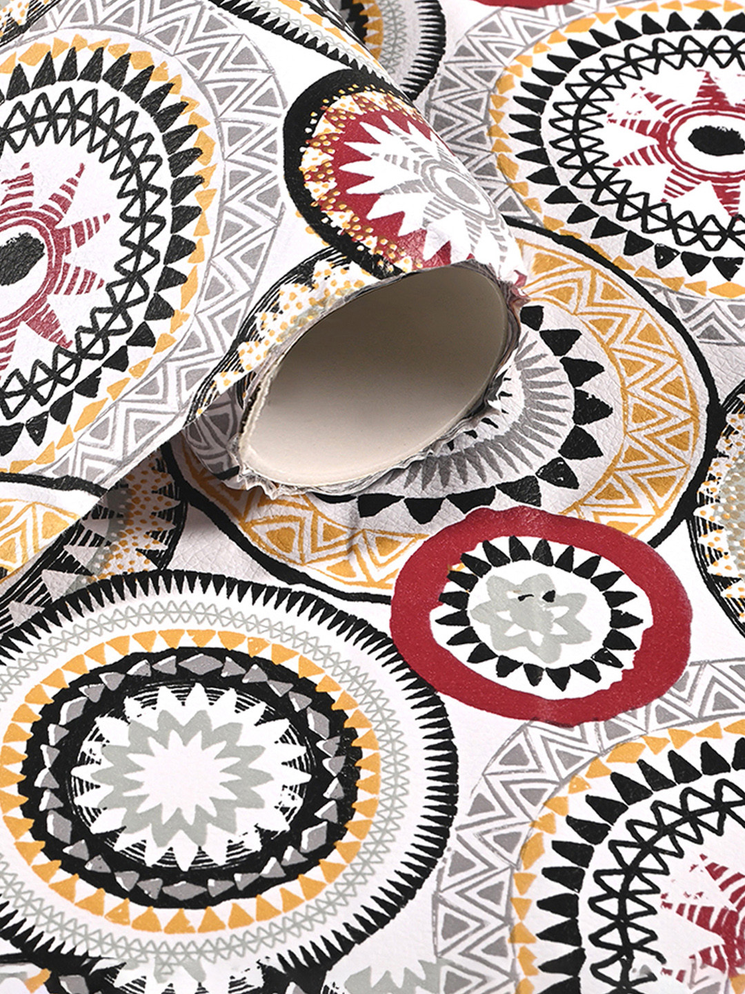 Kuber Industries White & Cream Colored Printed Shelf Liner Organiser