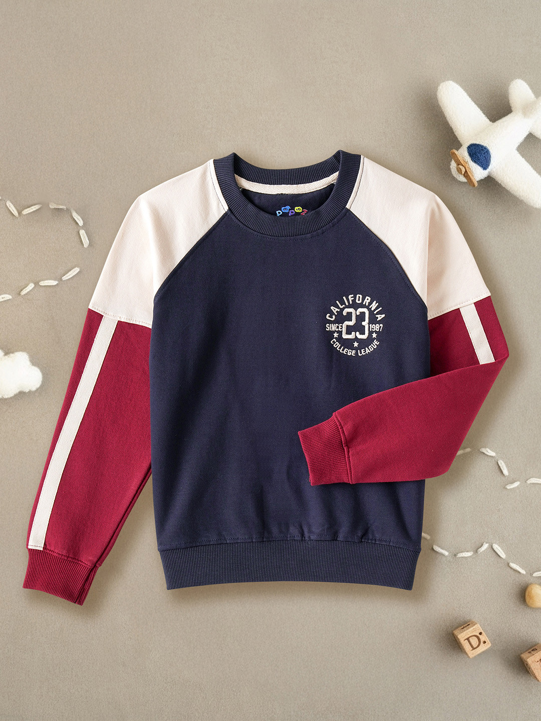 Desi Soota Boys Navy Cut & Sew Pure Cotton Sweatshirt