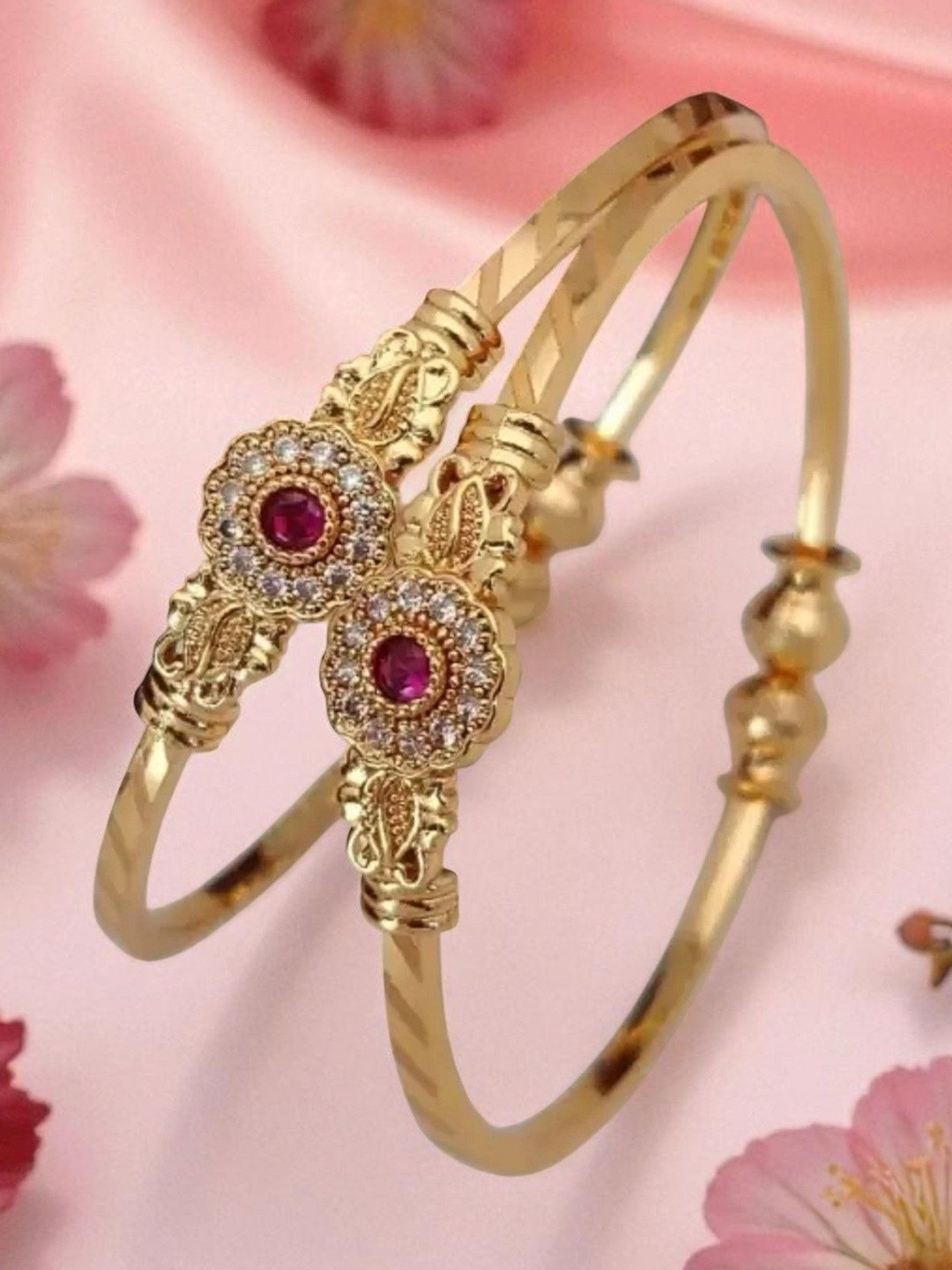 DIVASTRI Gold-Plated Brass American Diamond Bangle