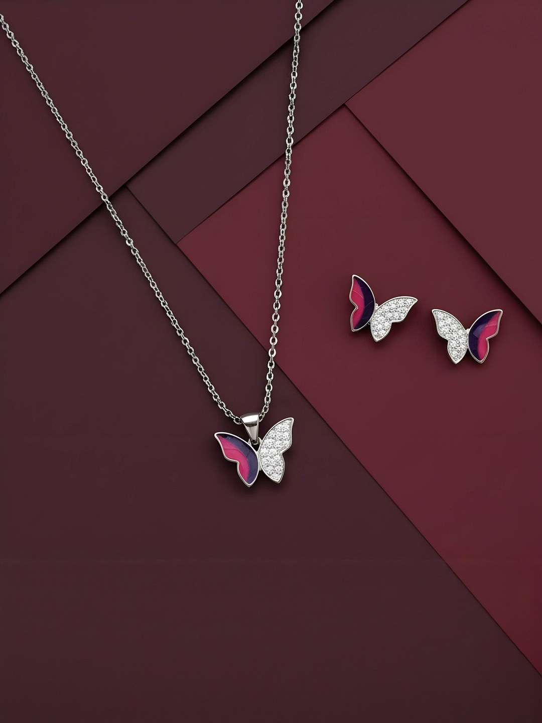 PARASMONI Women Silver Toned Butterfly Jewelry Set