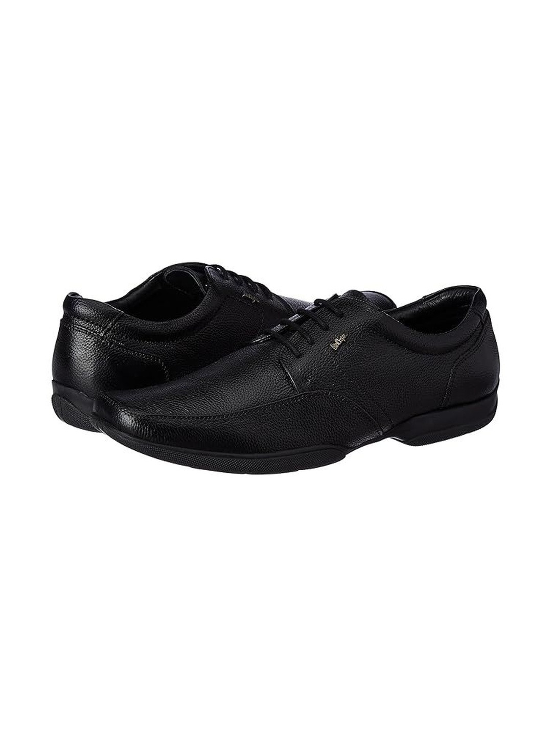 Lee Cooper Men Black Solid Leather Lace-up Formal Shoes