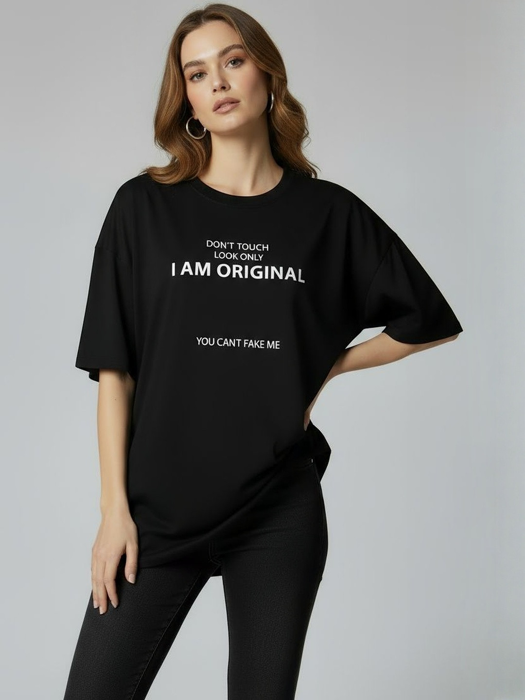 Calm Down Women Typography Printed Regular Fit Cotton T-shirt
