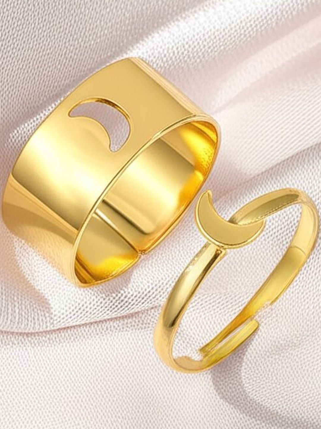 DressBerry Women Gold Plated Half Moon Matching Finger Ring