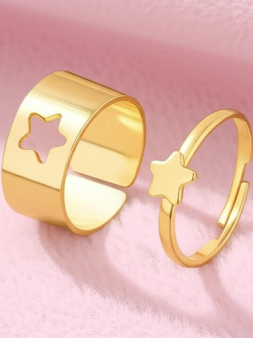 DressBerry Set Of 2 Gold Plated Star Shaped Couple Finger Rings
