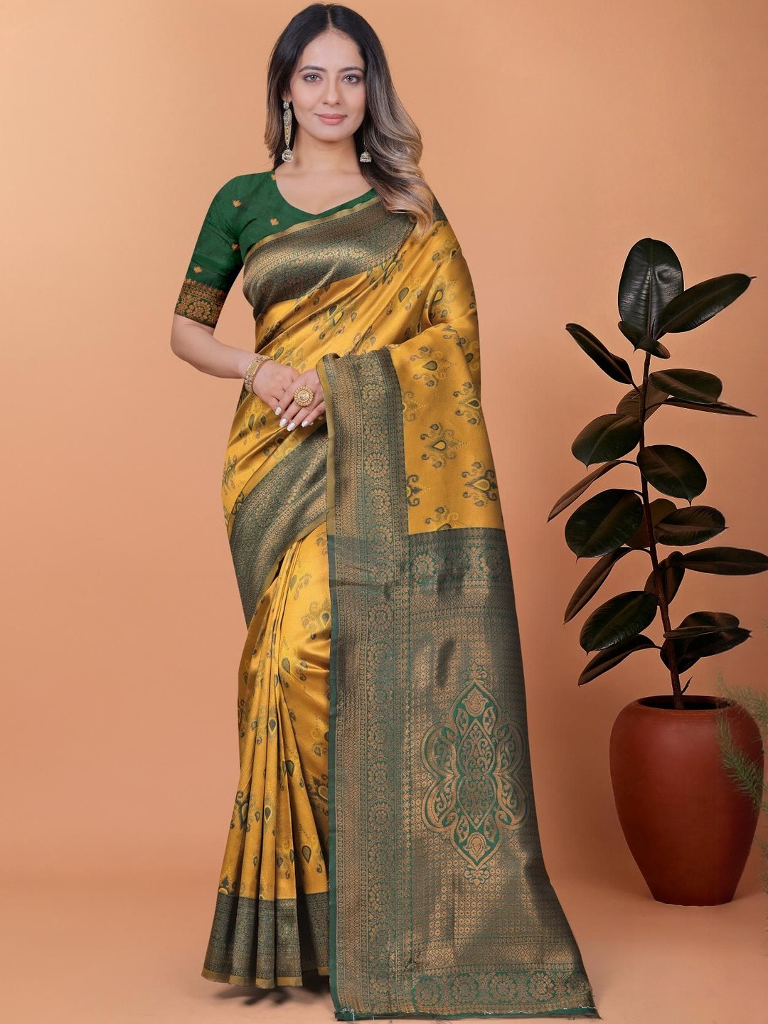 Mameraa Woven Design Ethnic Motifs Zari Saree