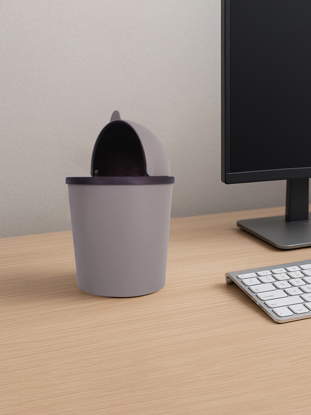 Kuber Industries Brown Swing Lid Table Dustbin