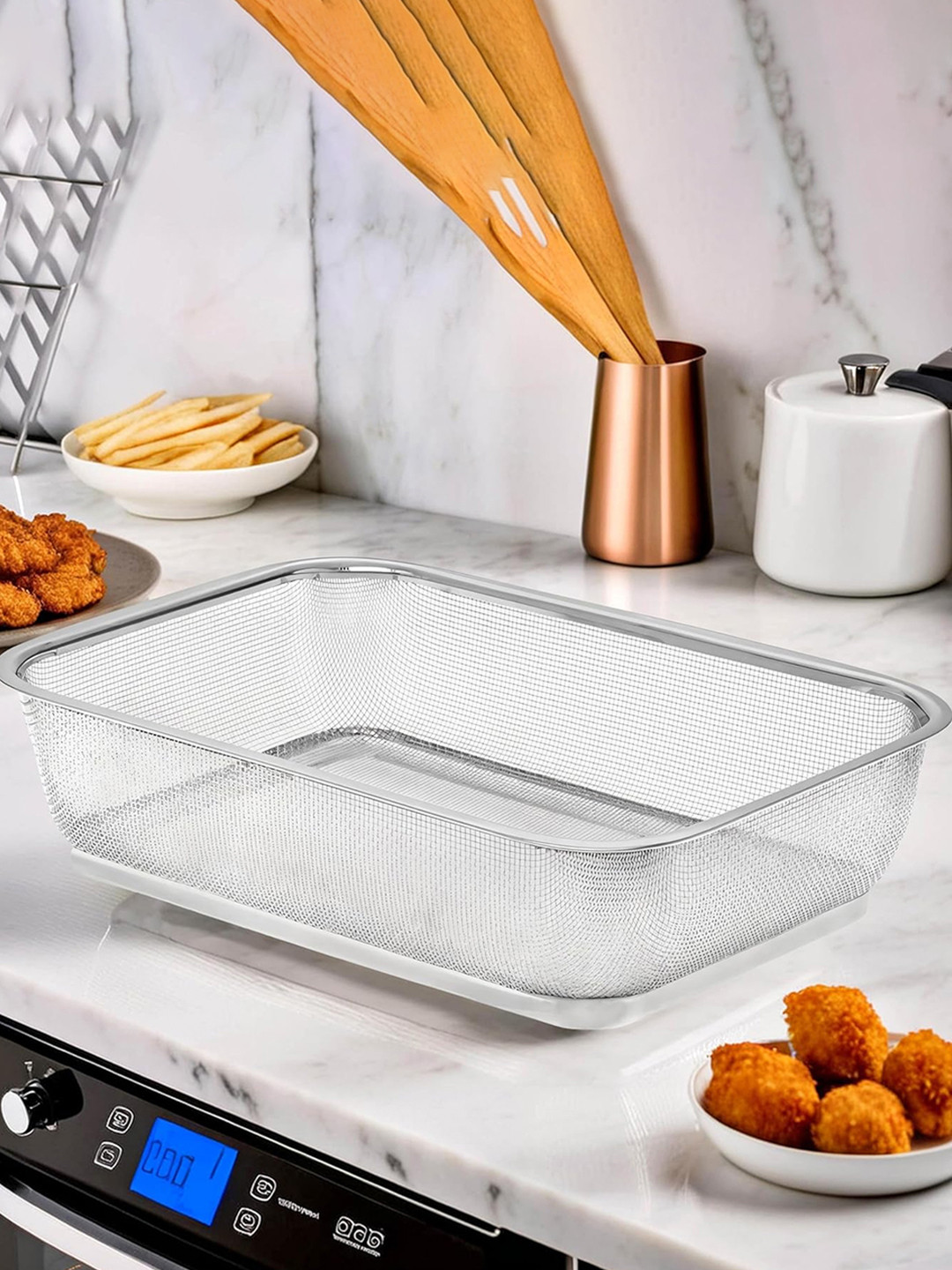 Kuber Industries Silver Toned Stainless Steel Fruit Basket