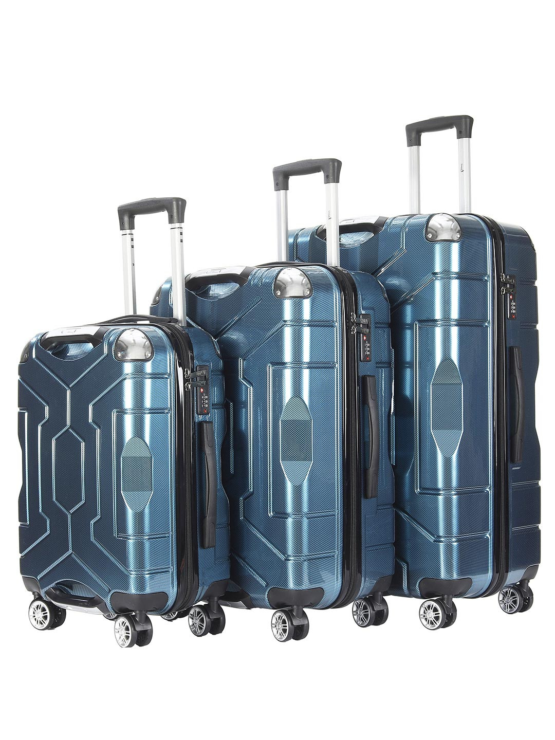 Story@home Set Of 3 Polycarbonate 8 Wheel Hard Small Medium & Large Trolley Bags
