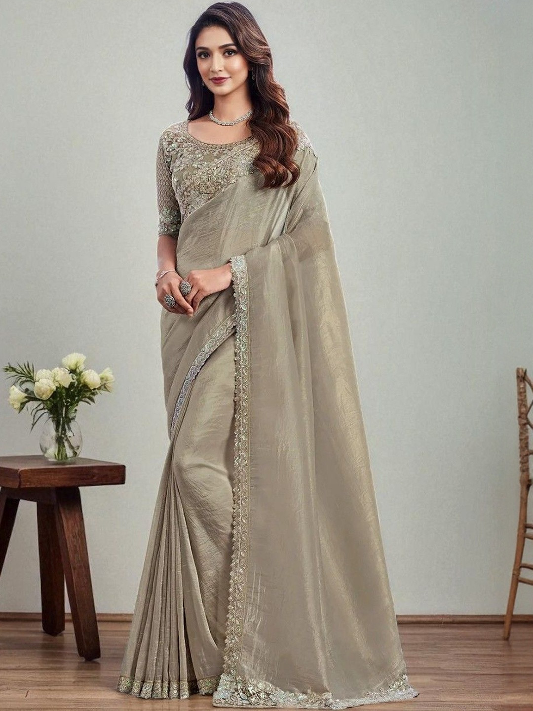 SHYAMLATA Women Embellished Festive Saree