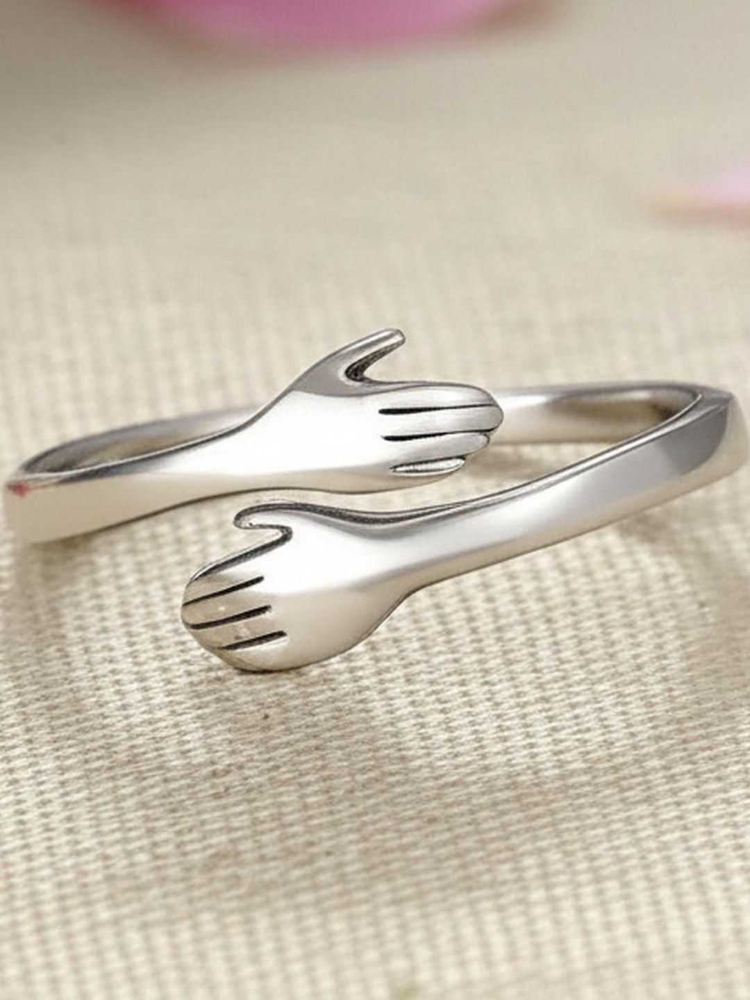 DressBerry Women Silver Adjustable Cuddle Hug Ring