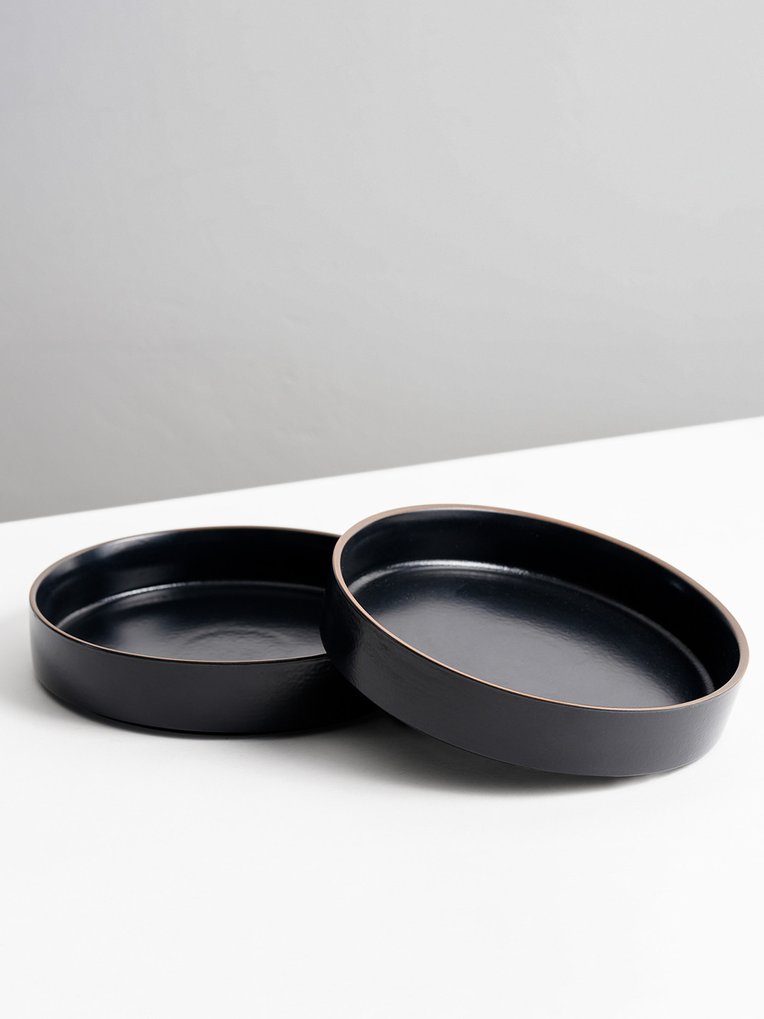 SHAY Set Of 2 Black Ceramic Black Japandi Style Pasta Plates