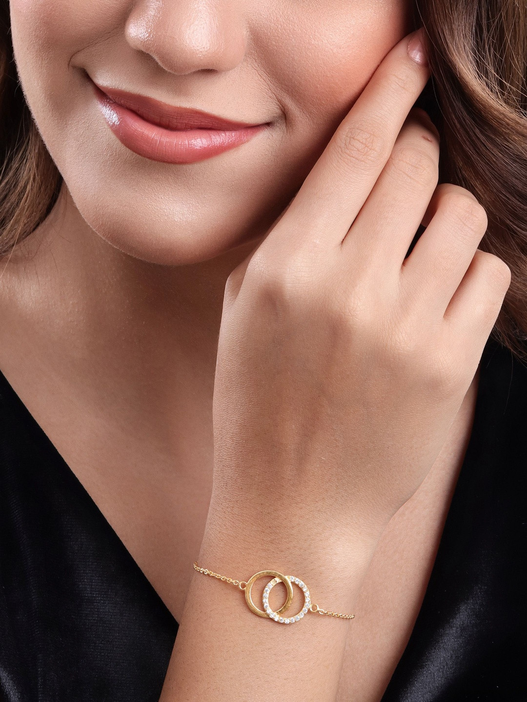 MALENA Gold-Plated Crystals Studded Link Bracelet