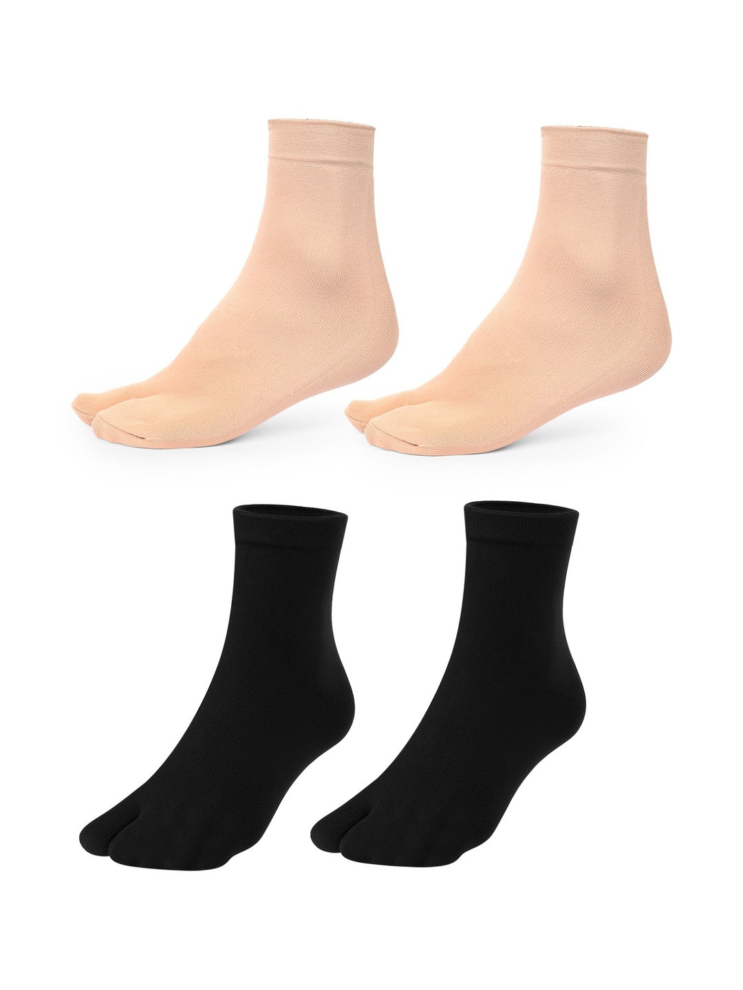 Kolor Fusion Women Pack of 4 Beige Ankle Length Socks