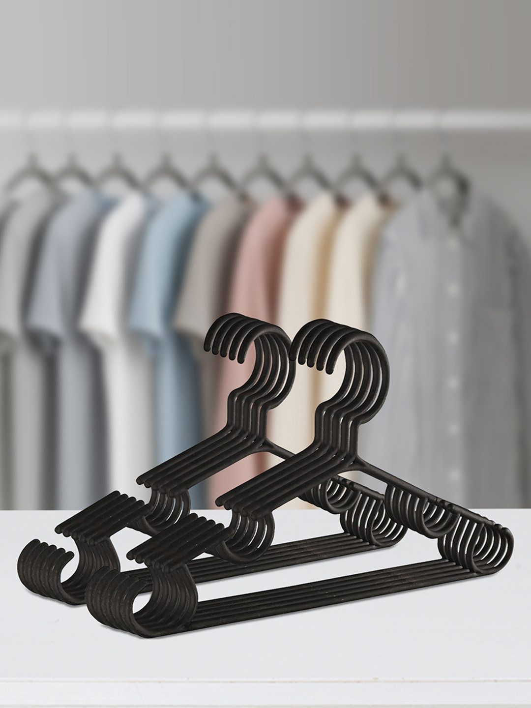 Aura Pack Of 10 Black Single Tier Bar Hangers
