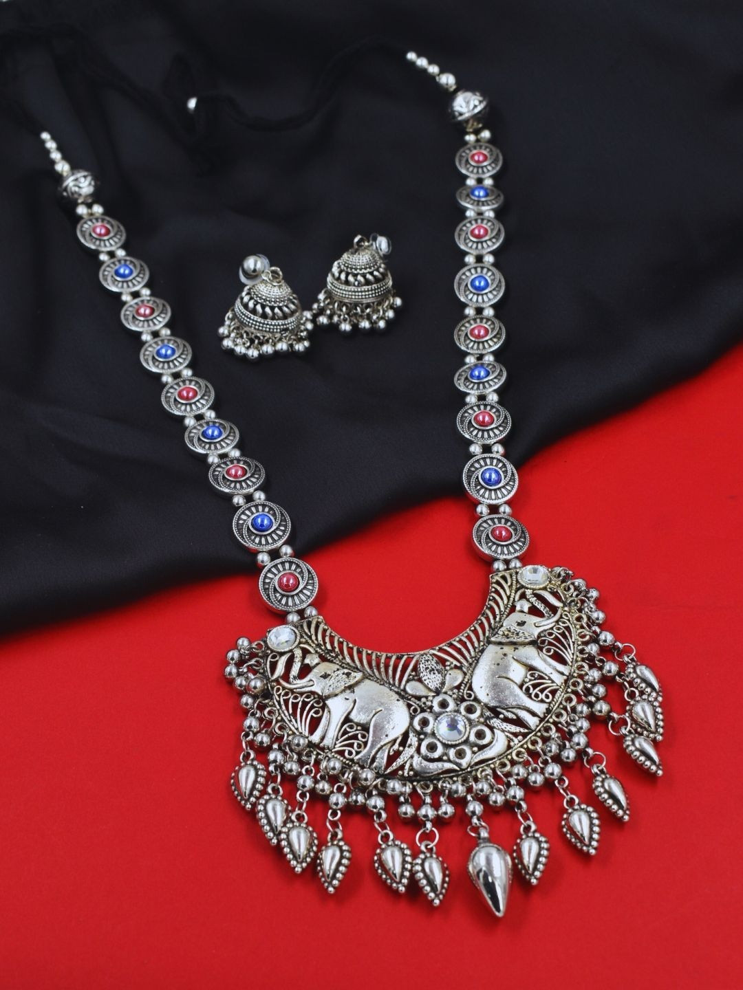 J & C Fashion Arena Silver-Plated Brass Artificial Beads Necklace