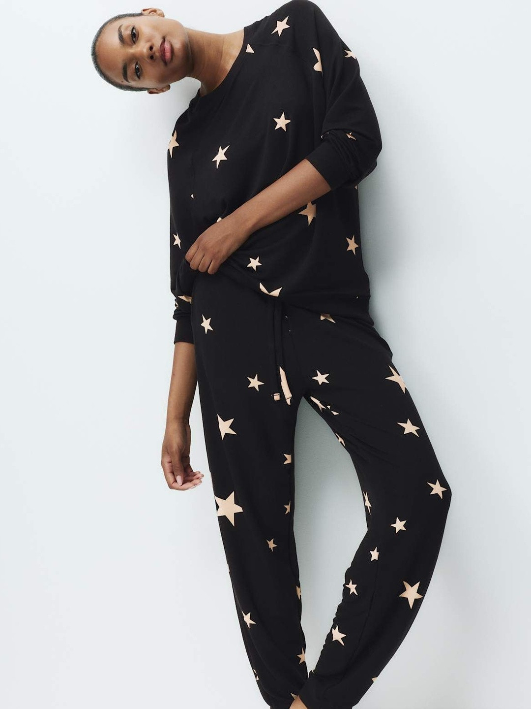 Marks & Spencer Women Stars Print Monochrome Top