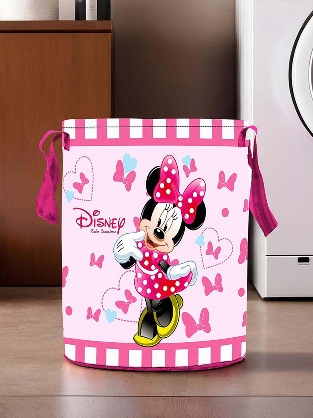Kuber Industries Pink Printed Waterproof Laundry Bag