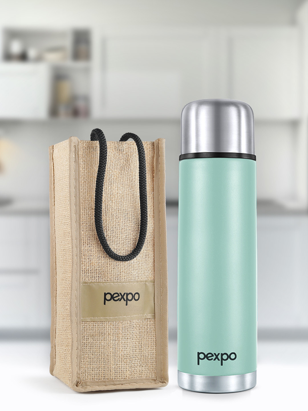 Pexpo Flamingo Sea Green Stainless Steel Spill Proof Flask - 1L