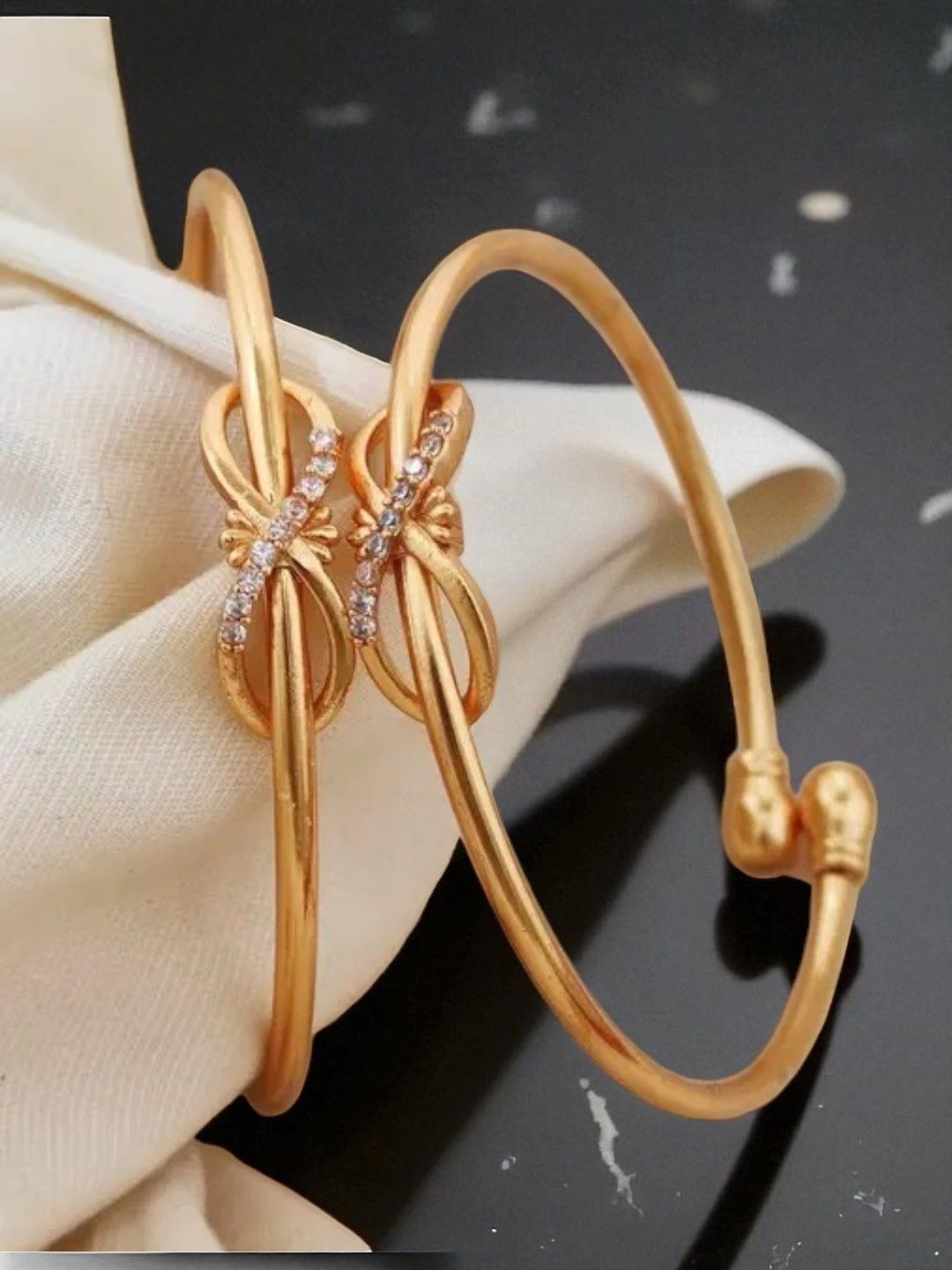 DIVASTRI Gold Brass American Diamond Bangle