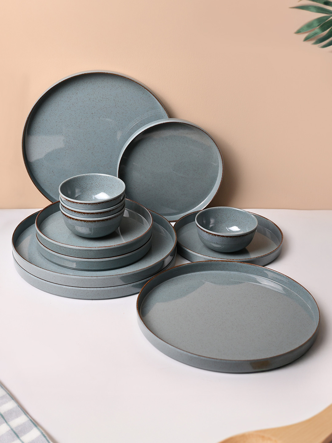 MARKET99 Haven Blue 12 Pieces Glossy Dinner Set