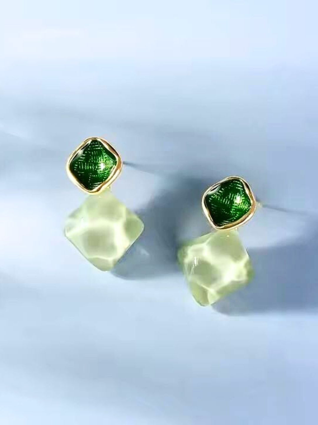 Tipsy closet Gold-Plated Crystals Studded Geometric Drop Earrings