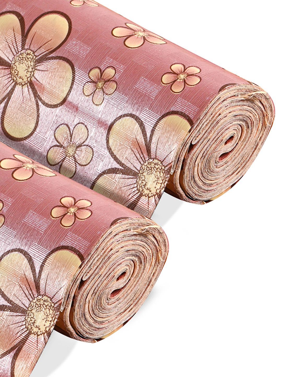 Kuber Industries 2 Pcs Yellow Flower PVC Anti Slip 10 Meter Roll for Kitchen Shelves