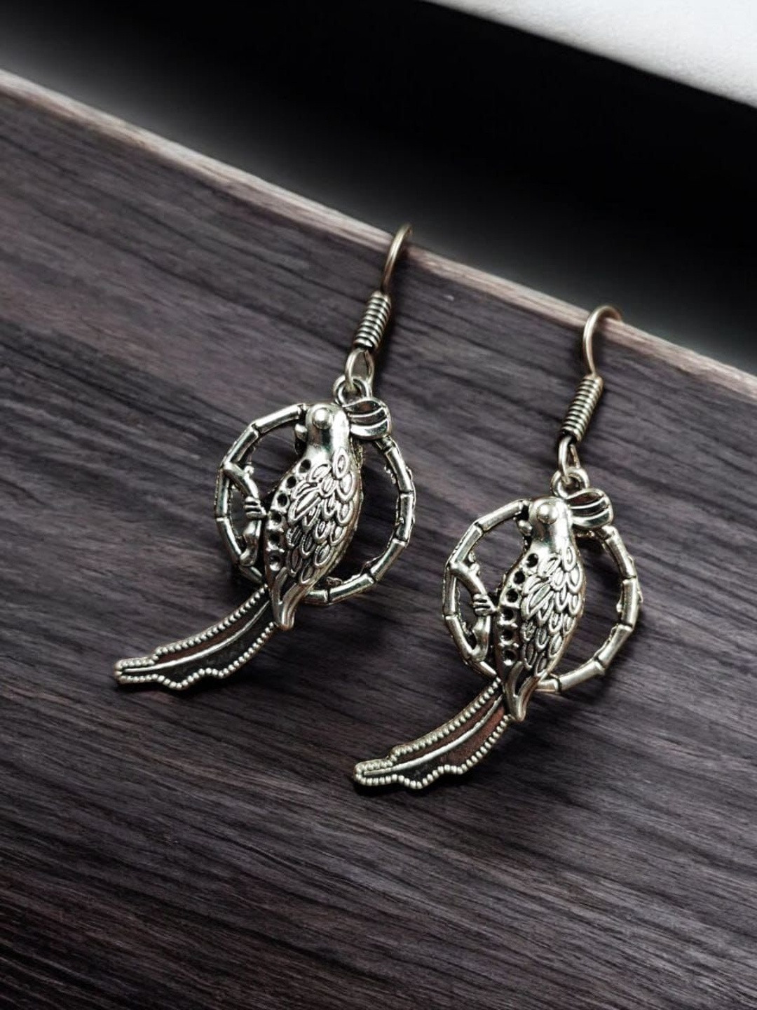 Hardin Style Girls Oxidized Peacock Hook Earring