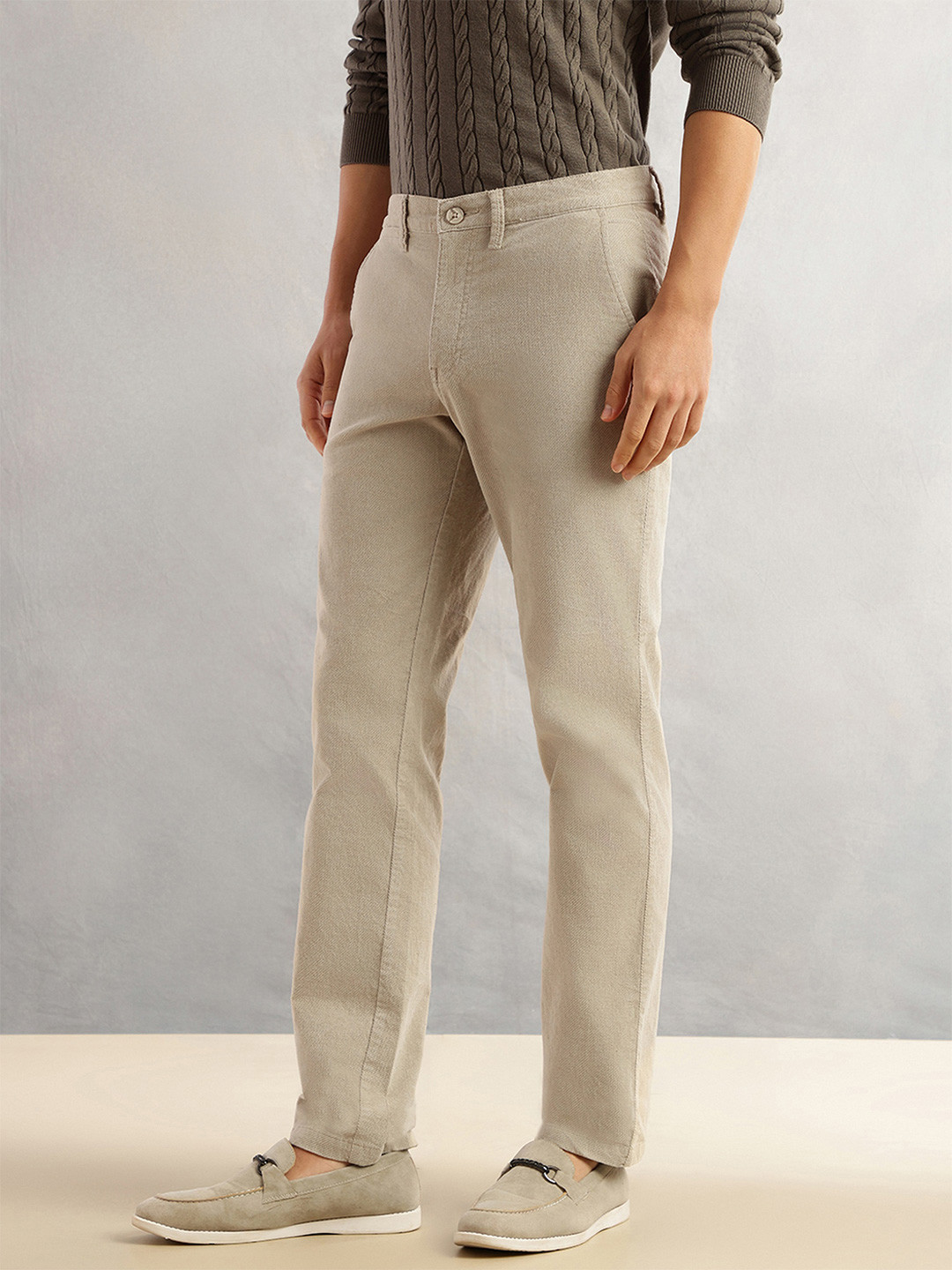 Thomas Scott Men's Smart Mid-Rise Cotton Corduroy Trousers