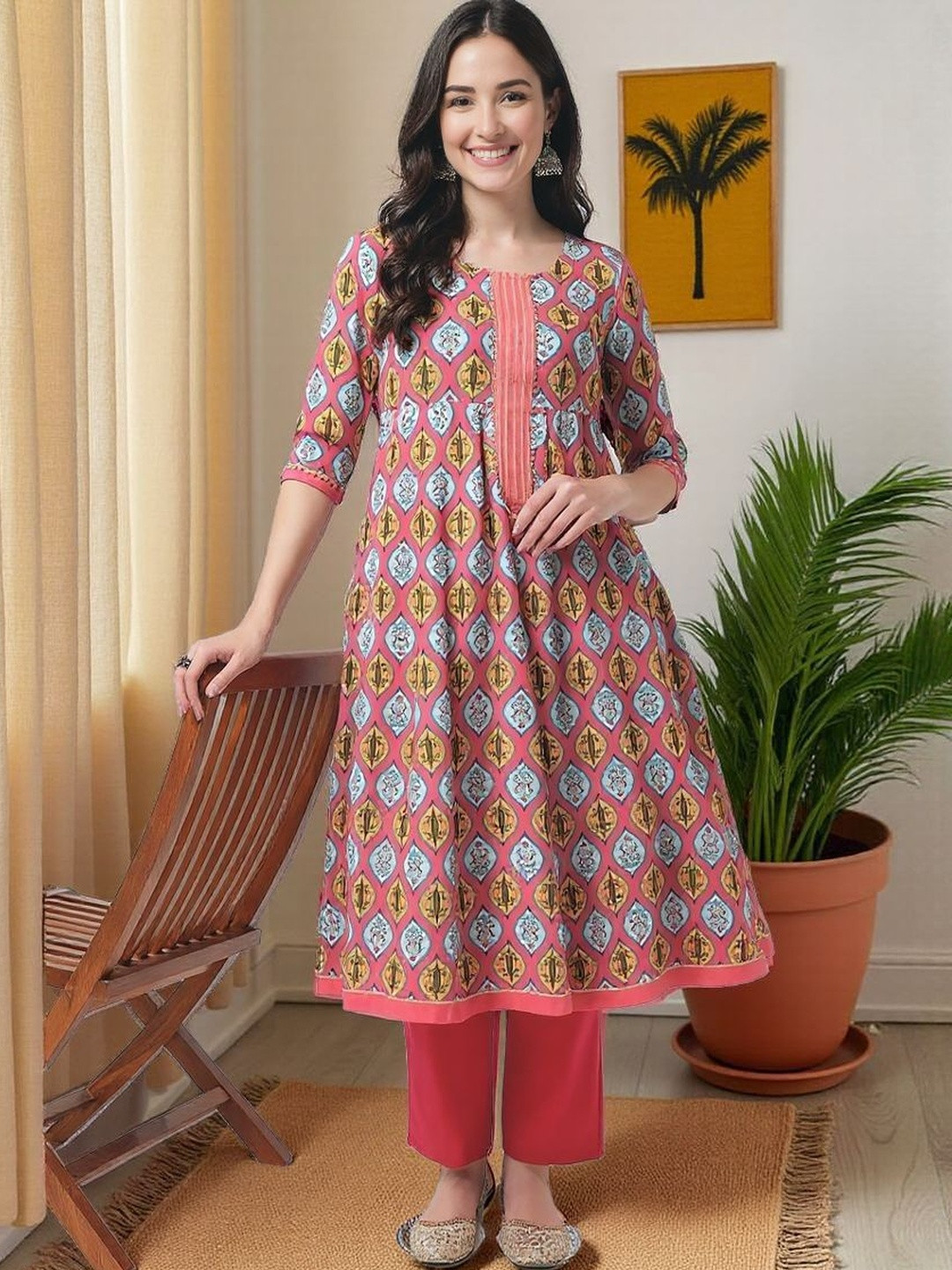 SZN Women Coral Polyester Printed  Kurtas