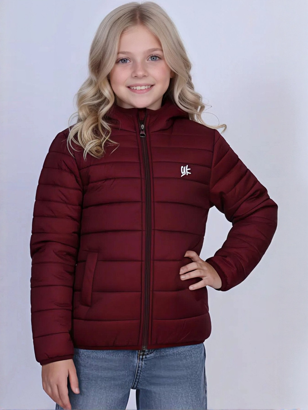 YK Girls Hooded Long Sleeves Padded Jacket