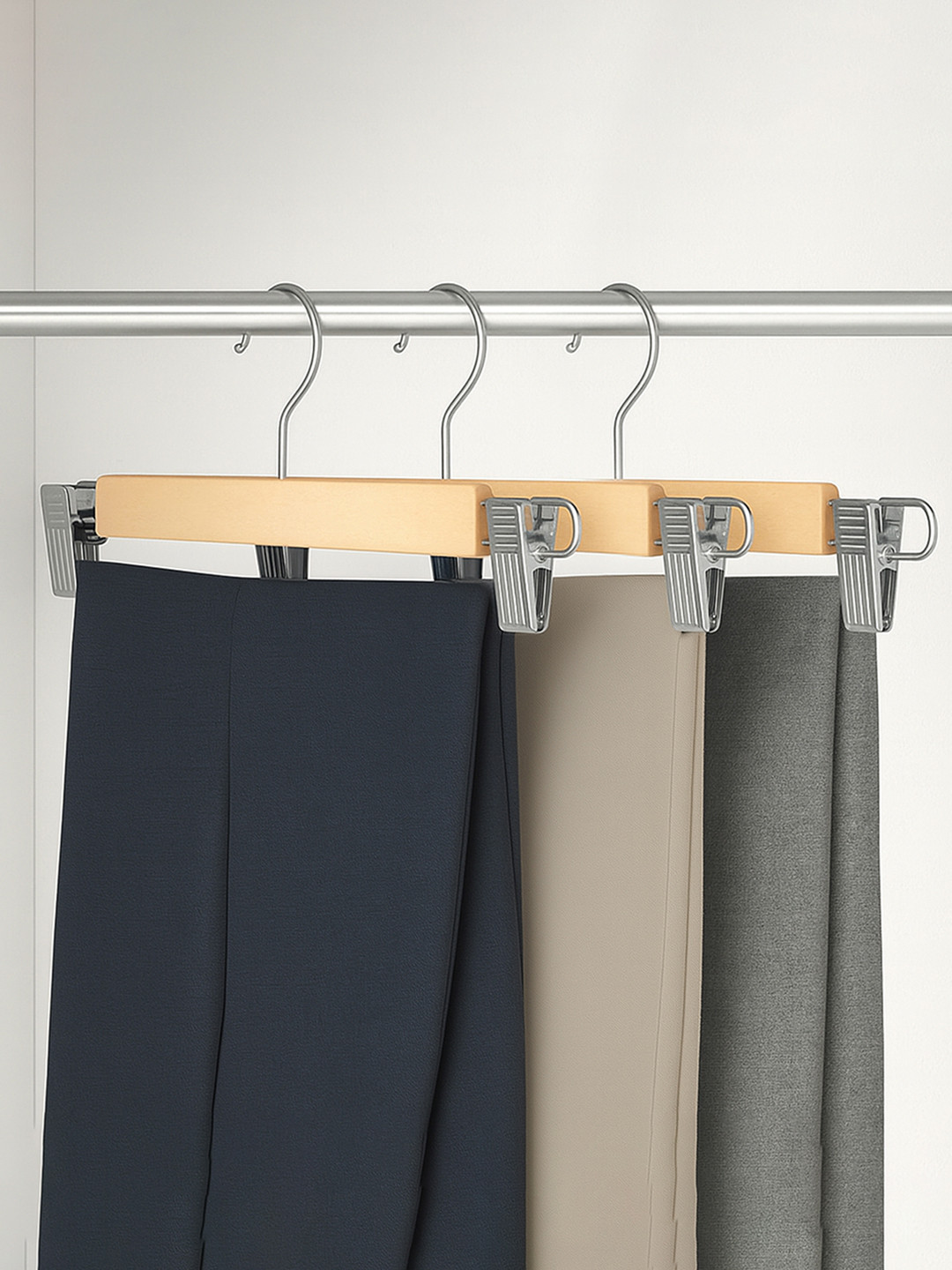 Kuber Industries Brown 3 Pieces Closet Hanger