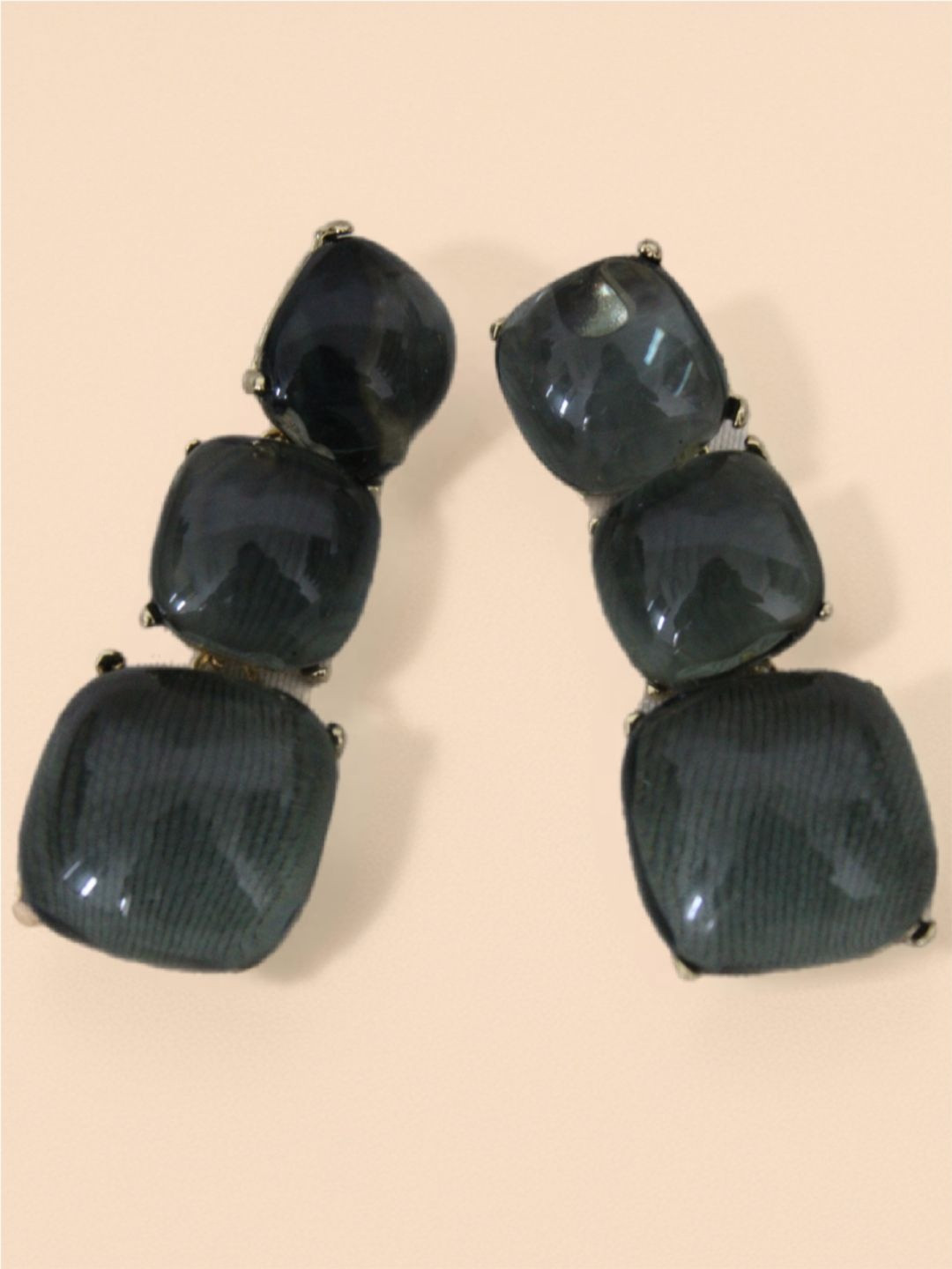 Jolly Faces Artificial Stones Studded Square Shaped Drop Earrings