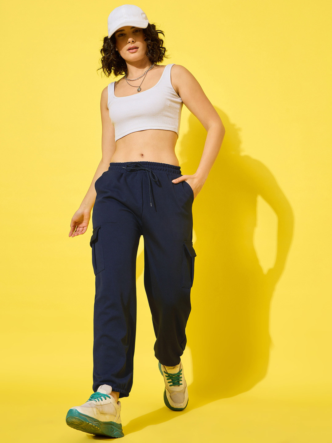 DIMPY GARMENTS Women Navy Blue Relaxed High-Rise Joggers