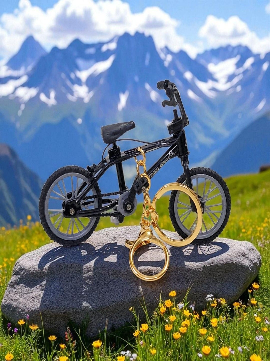 ADOREAL Black Cycle Keychain And Keyring