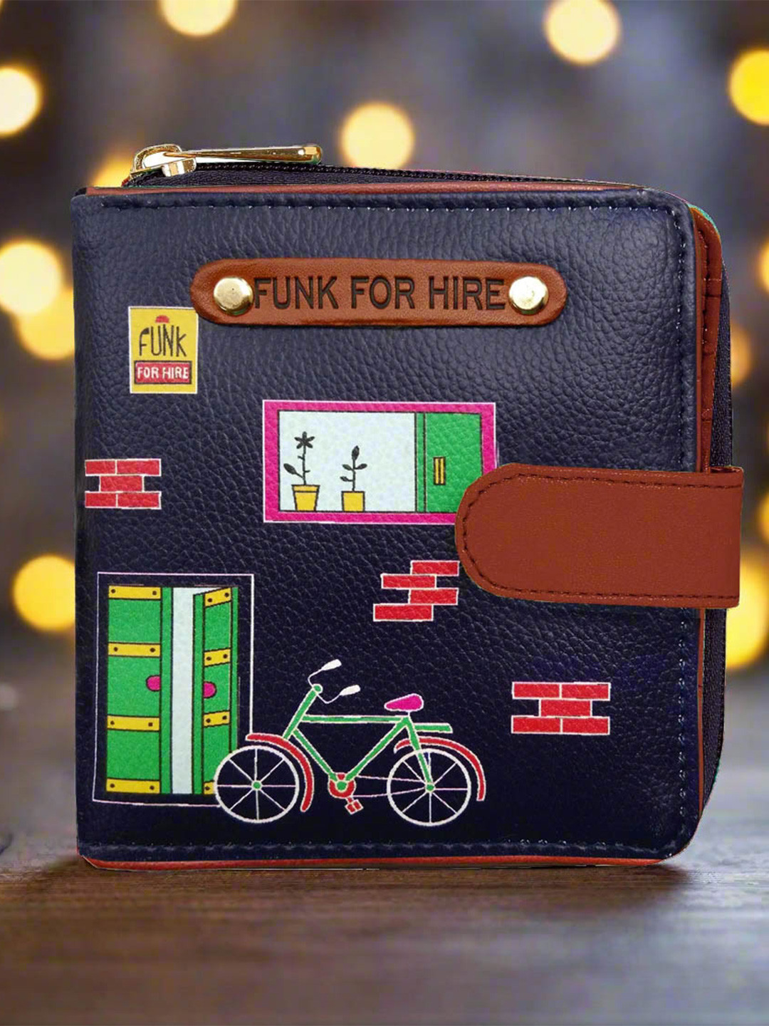 Funk For Hire Women Printed PU Two Fold Wallet With SD Card Holder