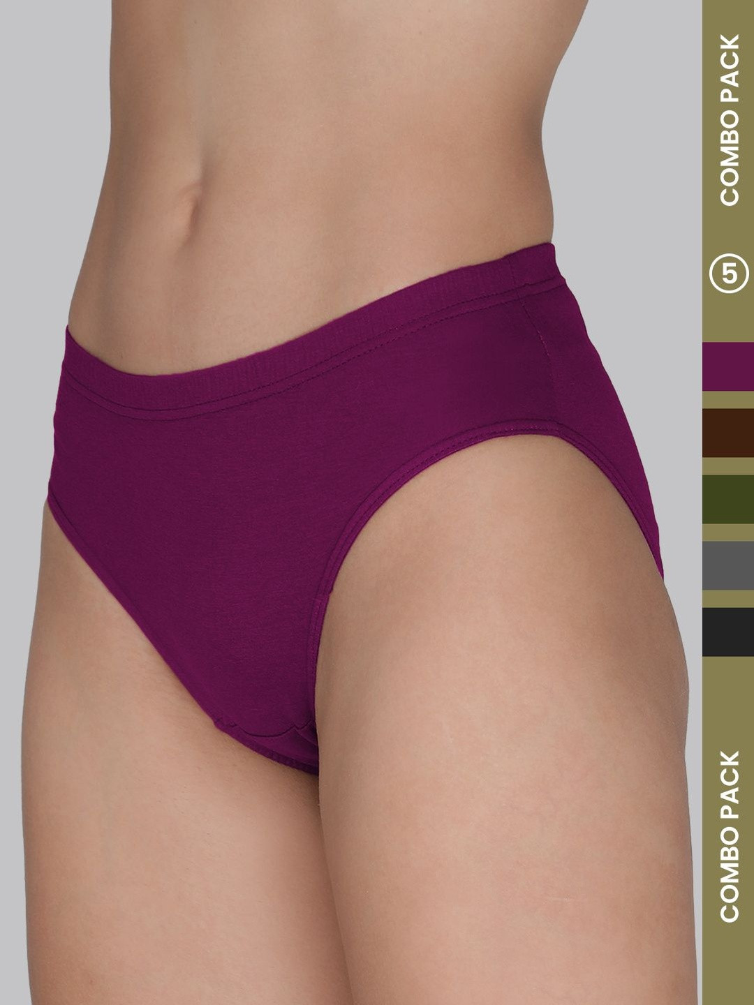 Amul Comfy Women Pack Of 5 Plain Basic Briefs