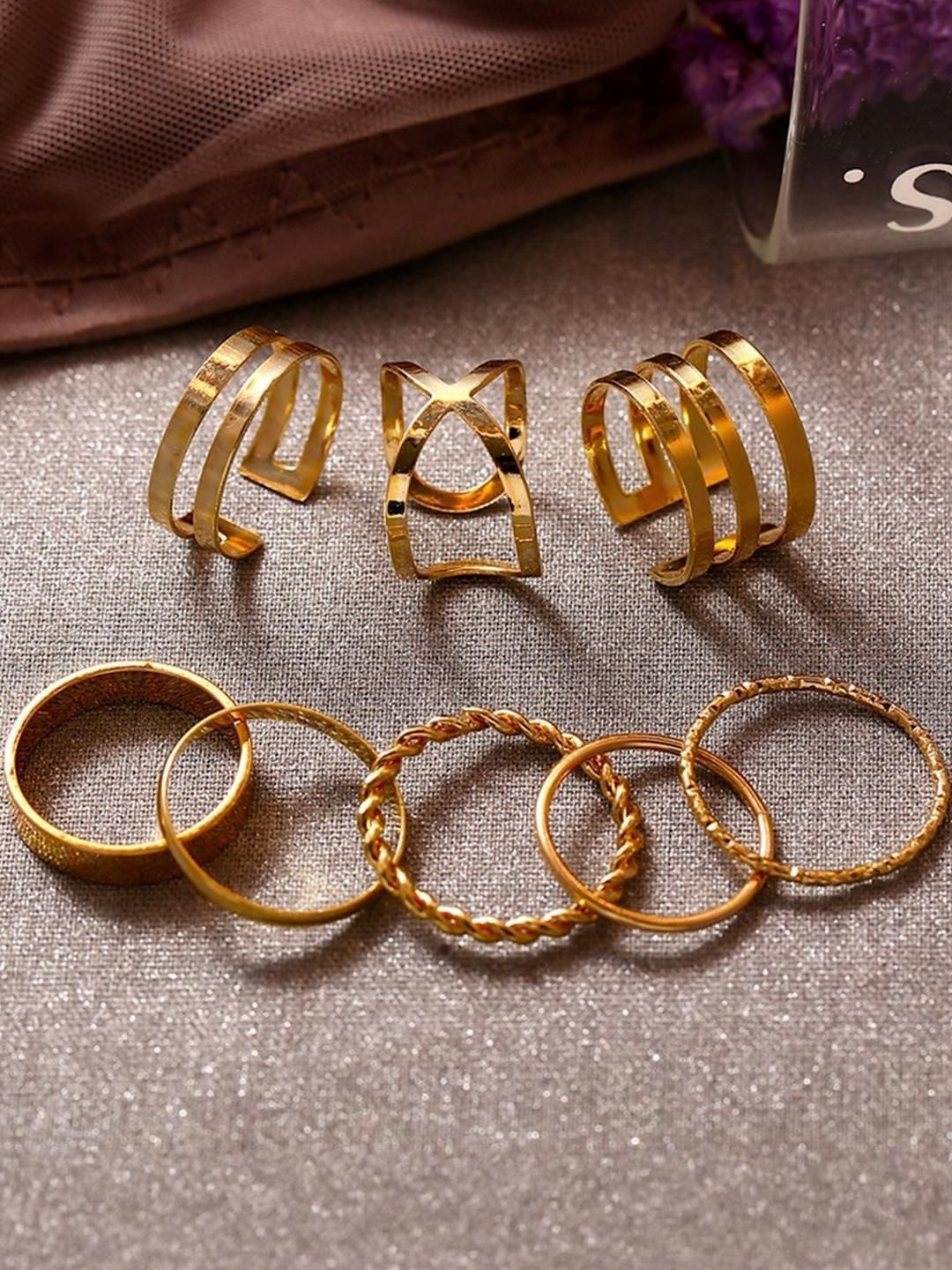 DressBerry Pack Of 8 Dailywear Western Designs Ring Set