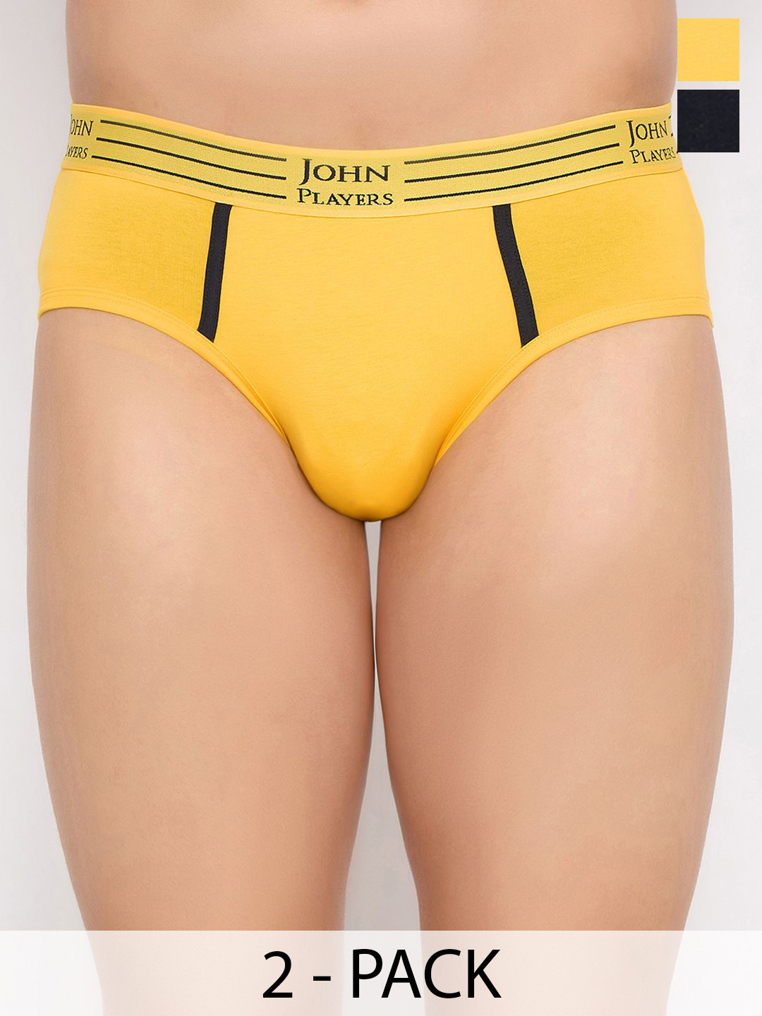 John Players Pack of 2 Cotton Briefs with Striped Waistband JPC026U19S