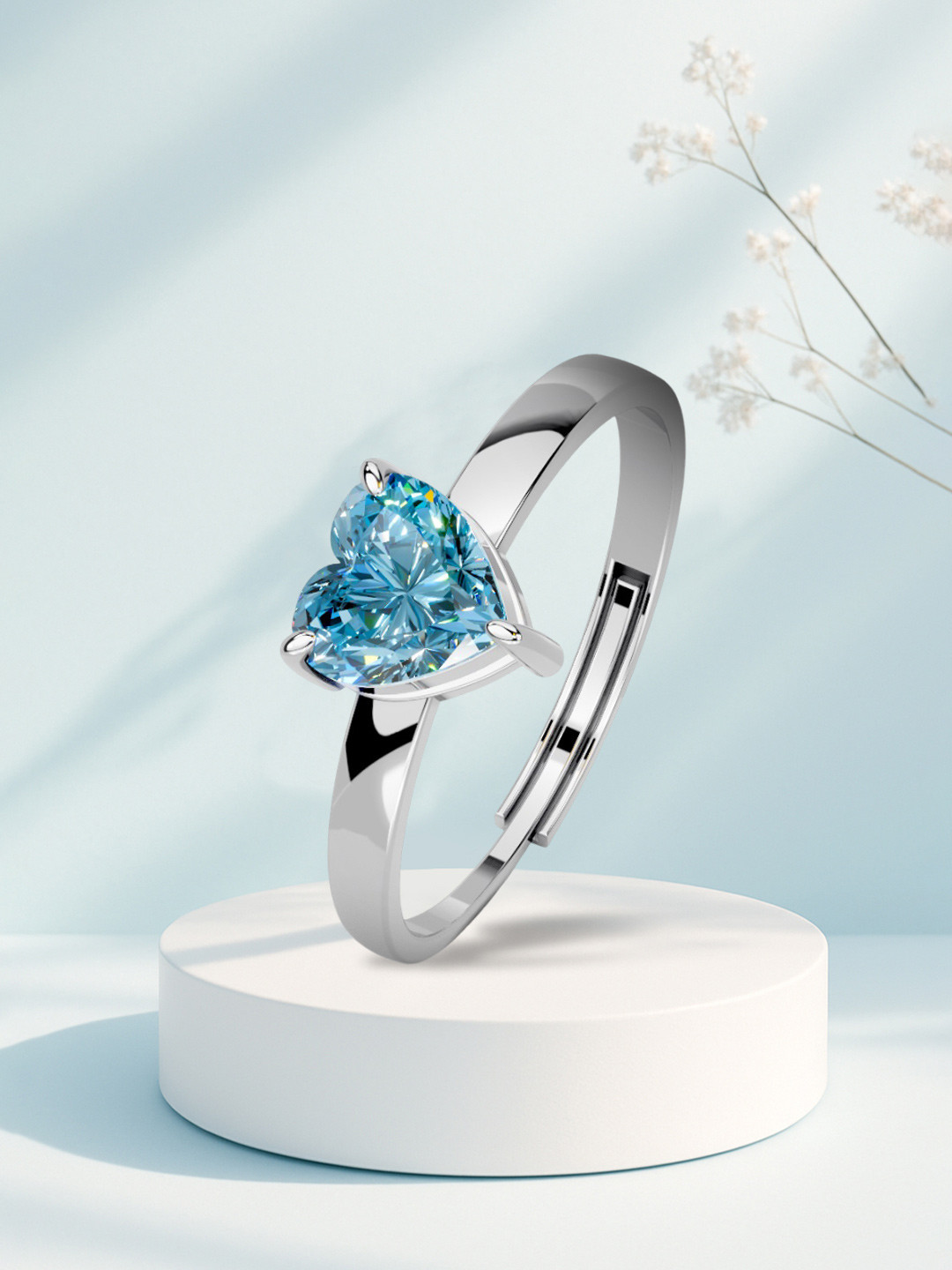 MISS HIGHNESS Women 925 Sterling Silver Blue Heart Ring