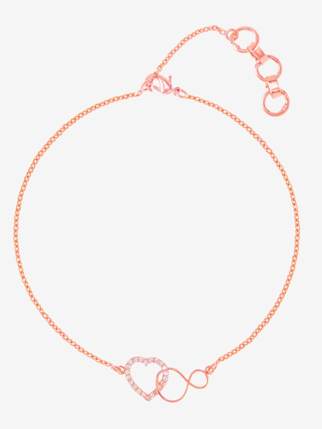 MALENA Rose Gold-Plated Crystals Studded Link Bracelet