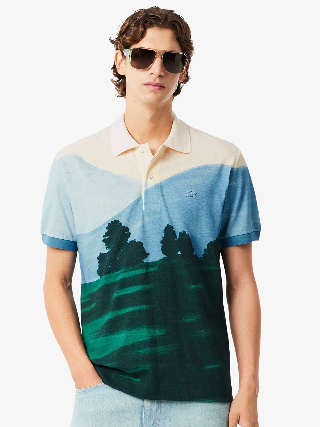 Lacoste Graphic Printed Polo Collar Regular Fit Pure Cotton T-Shirt